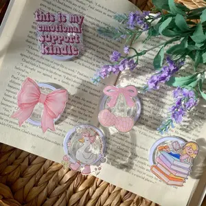 MagSafe Magnetic Phone Kindle E Reader Grip Book Stack Pink Bow Coquette Concha Cherry Emotional Goose