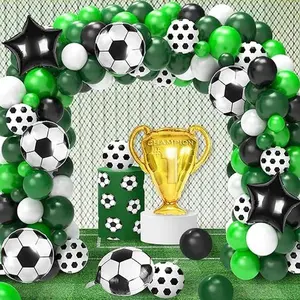 Soccer Party Decorations, 113Pcs Soccer Party Balloon Garland Arch Kit , Soccer Foil Balloons for Sports Soccer Theme Birthday Party Decorations