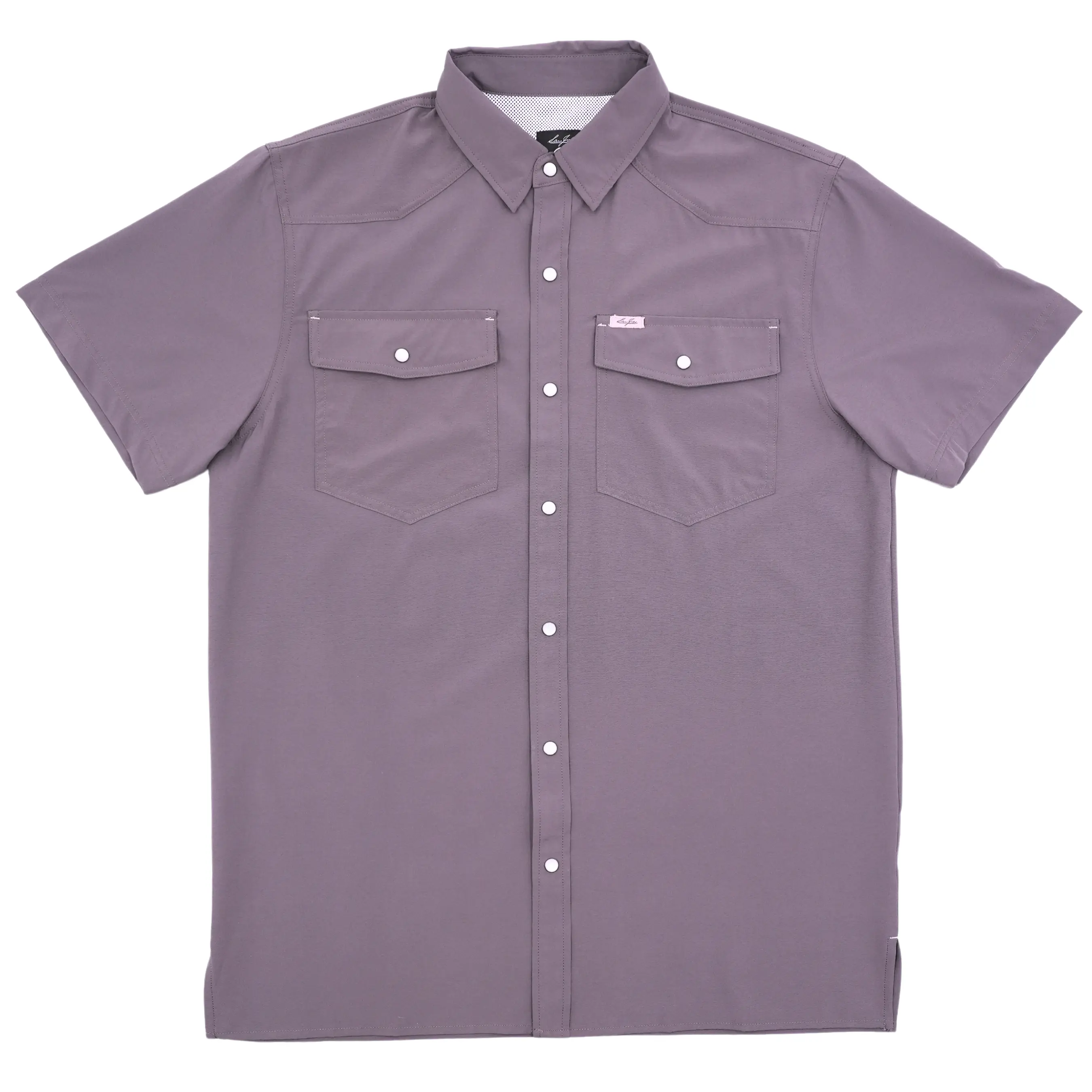 San Jac Men’s Short Sleeve Performance Pearl Snap Shirt - Mulberry