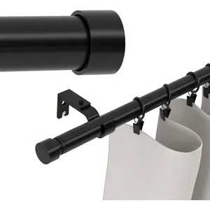 Long Rods 120-inch to 214-inch, 1 inch Drapery Rod for, Living Room, Bedroom, Door, Black Pole 10-17.5ft