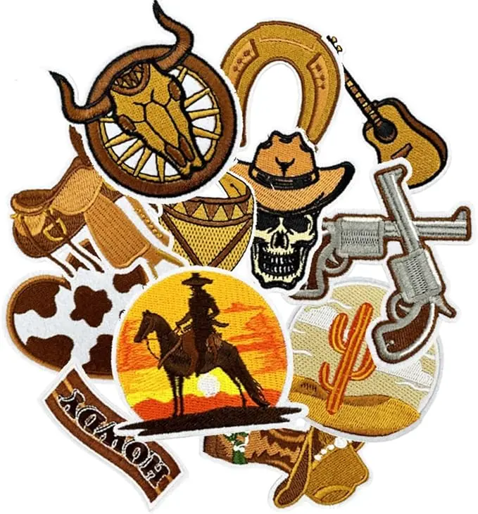 Patches - ️12pcs Western Cowboy Iron-On Embroidery Patches, Personalized Patch Patches for Decorating Clothes, Backpacks, Hats, Jackets and Other Dress-ups