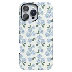 Blue Hydrangea Case Tropical Floral Phone Case for iPhone 16 15 14 13 12 11 Pro Max Waterproof Protective Cover Compatible with Samsung Galaxy S25