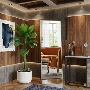 Full Length Mirror 59"x16" Full Body Mirror Rectangle Free Standing Wall Mounted Leaning Hanging Full body Mirrors, Gold