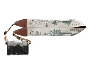 National Park Camera Strap - Leather ends, Comfortable suede, Adjustable, Compatible Connection - DSLR, Mirrorless, Film, Photographer Accessory
