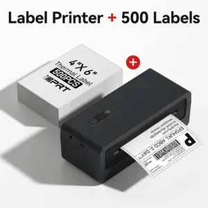 Bluetooth Thermal Shipping Label Printer 4x6 with 500 Sheets Labels, Wireless Label Maker for Shipping Packages, Barcodes & QR Codes, Desktop Printer