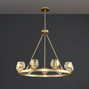 9-Lights 36 in. Dimmable LED Wagon Wheel Black Chandelier with Glass Shade for Dinning Room Kitchen Island Foyer