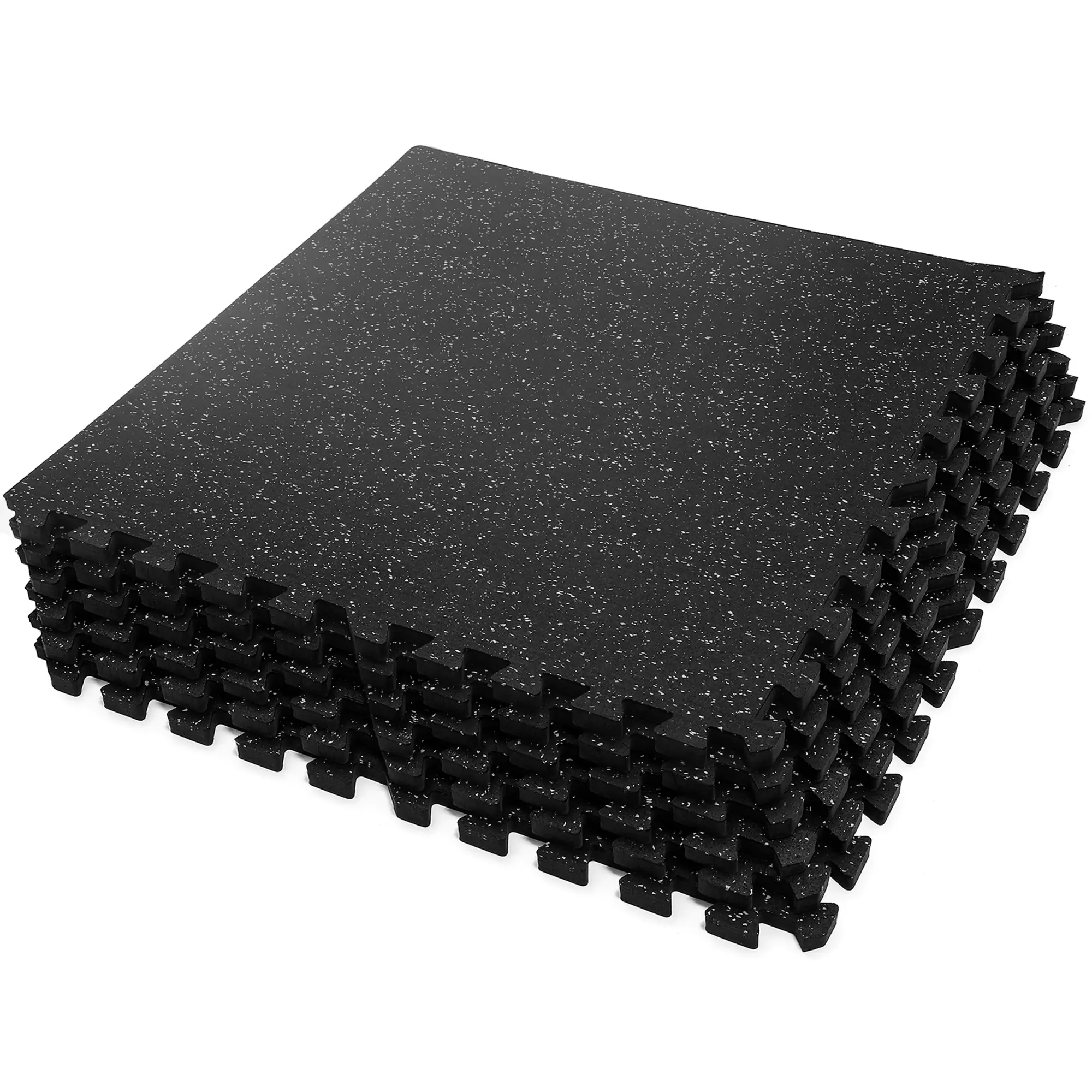 SUPERJARE 0.4 Inch Gym Flooring for Home Gym, 6 Tiles Gym Floor Mat with Heavy Duty Rubber Top, Interlocking Rubber Flooring Mats, 24" x 24" Workout Exercise Equipment Mats (24 sqft), Gym Accessories, Home Gym Kit