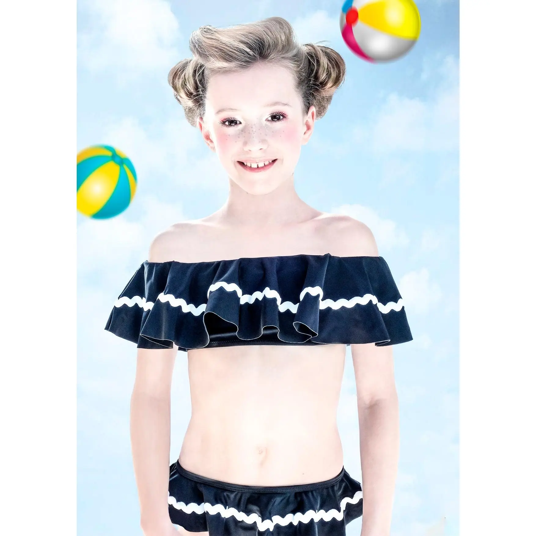Black Bikini with White Ric Rac