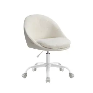 VASAGLE Vanity Chair with Back, Adjustable Swivel Cute Desk Chair with Wheels