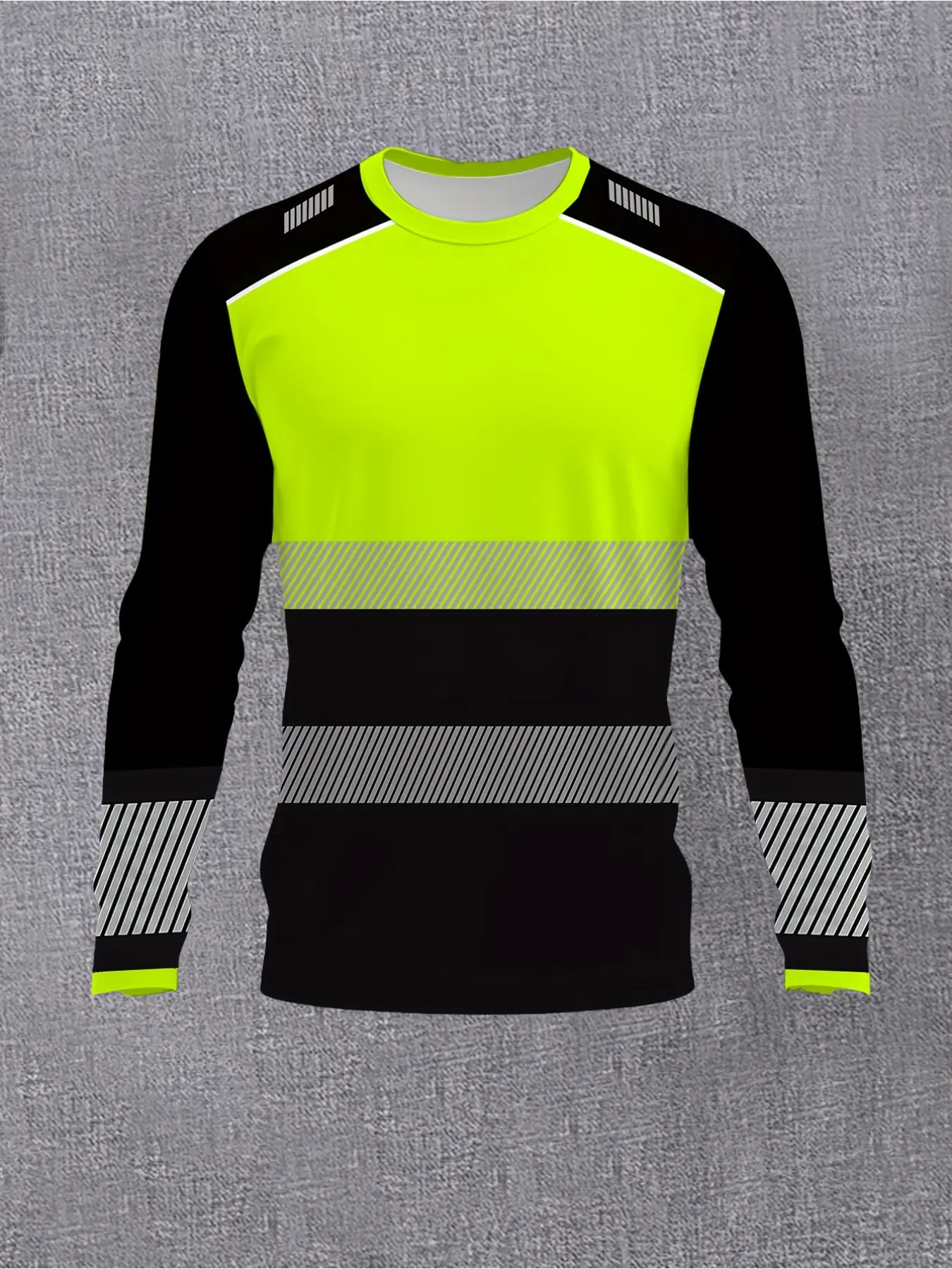 European and American street workwear style T-shirts - Color-matching horizontal stripes long-sleeved round-neck Athletic casual tops, machine washable, suitable for layering in spring and autumn, must-have items for a trendy urban wardrobe Streetwear