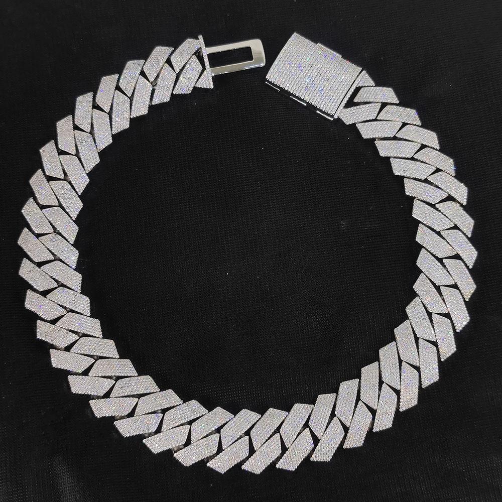 Pass Diamond Test GRA Moissanite 25mm Wide 6Rows 925 Solid Silver Cuban link chain for Rapper Hip Hop VVS Iced Out Necklace