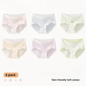 CloudComfort Kids Girls' Underwear - Seamless Organic Cotton Briefs with Stretch Waistband, Hypoallergenic & Breathable  6-Pack