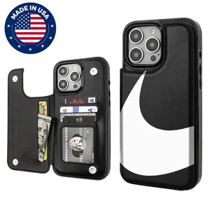 (Deals For You) Custom Protective TPU & PU Leather Cellphone Case with Card Holder, Vintage Aesthetic Design, Drop Protection, Shockproof, Anti-Scratch for iPhone 12 13 14 15 16 Plus Pro Max - Stylish Mobile Phone Accessories