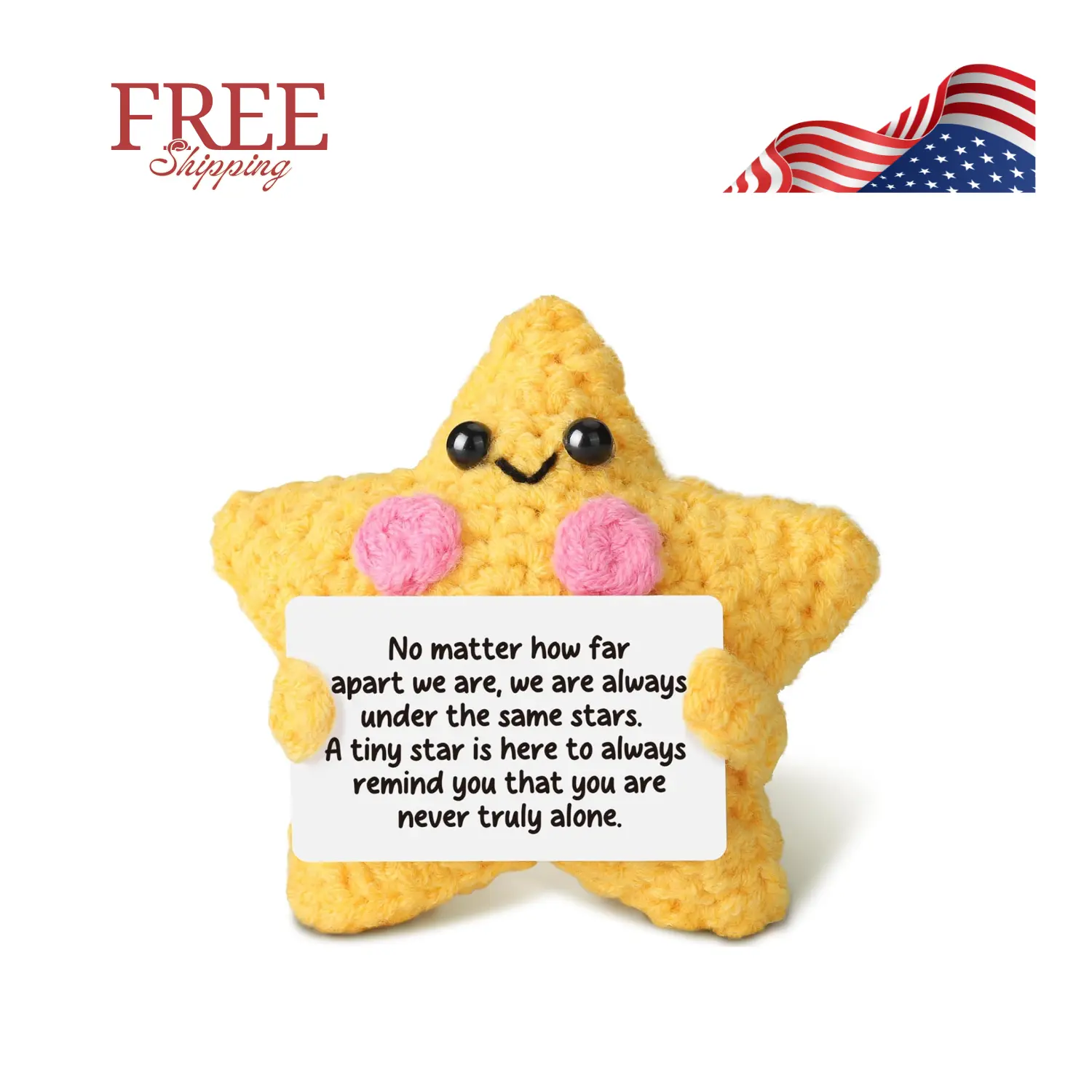 Crochet Yellow Star Doll Friendship Gift - Emotional Comfort Support Decor