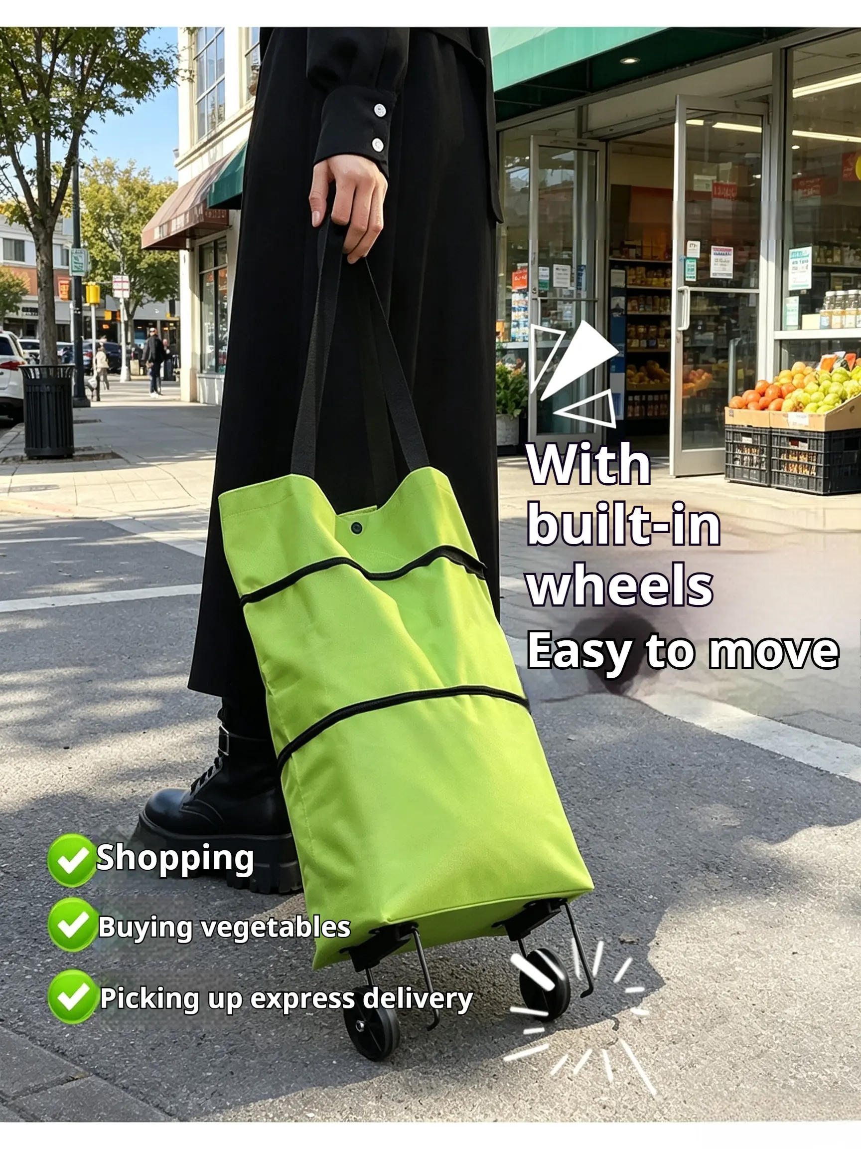 Portable Folding Shopping Trolley-Cart - Lightweight Wheeled Versatile for Grocery Shopping, Package Pickup, Camping Picnic Outdoor Use