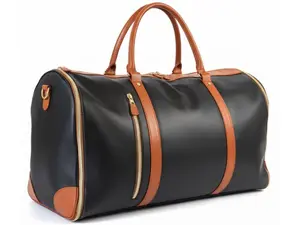 Luxe Mega Bag - 60L Large Capacity Travel Tote - Oversized Leather Carry On - Fits Airline Cabin - Duffle & Garment Bag (Black Brown)