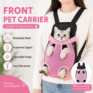 Outdoor Small Pet Dogs Cats Carrier Backpack, Puppy Carrier, Portable Breathable Double Shoulder Mesh, Camping Hiking Travel Bag, Lightweight Design