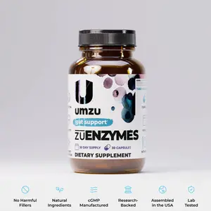 UMZU ZuEnzymes Edible Healthcare Dietary Supplement - 21-Enzyme Digestive Aid for Gut Health & Digestion Support (Lactose, Carbs, Proteins, Fats) - 30 Capsules