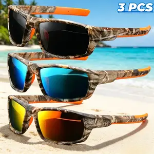 Unisex Polarized Tactical Sport Sunglasses, Square Camouflage Frame Non-Prescription Shades, Featuring UV Protection And Glare Reduction, Durable Secure Fit Eyewear For Cycling, Fishing And Outdoor Sports