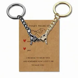 2PC Pinkie Promise Matching Couples Keychain for Boyfriend Girlfriend - Perfect Gift for Lovers