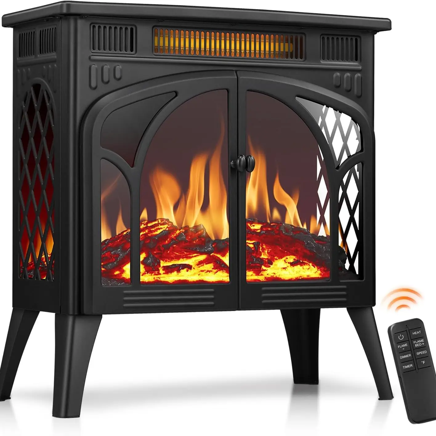 4 types of flames(Black)-double door