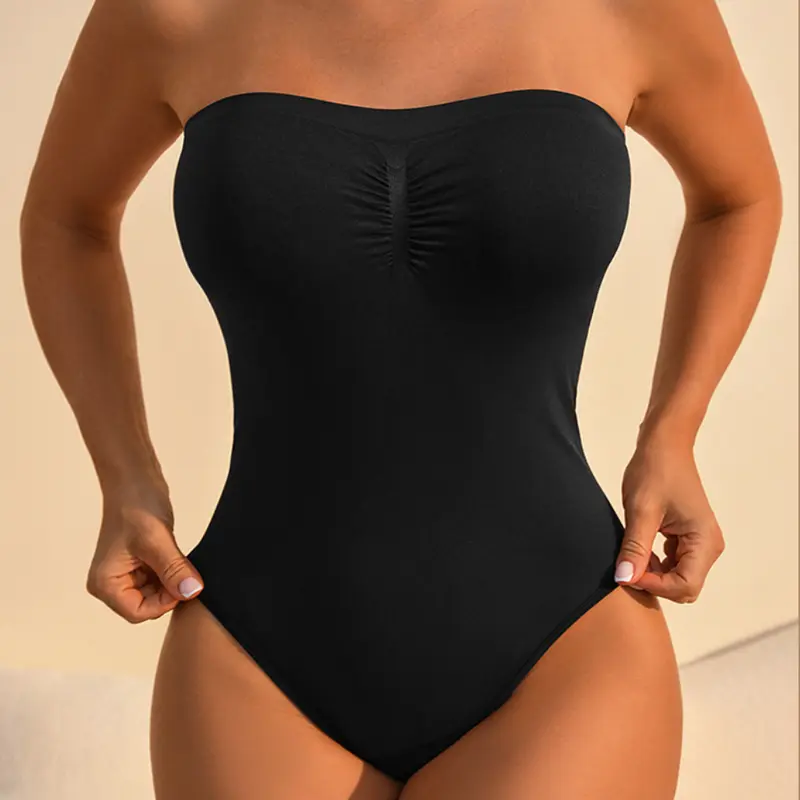 Women’s Plus Size Strapless Shapewear Bodysuit – Seamless Tummy Control Corset, Backless Invisible Dress Undergarment