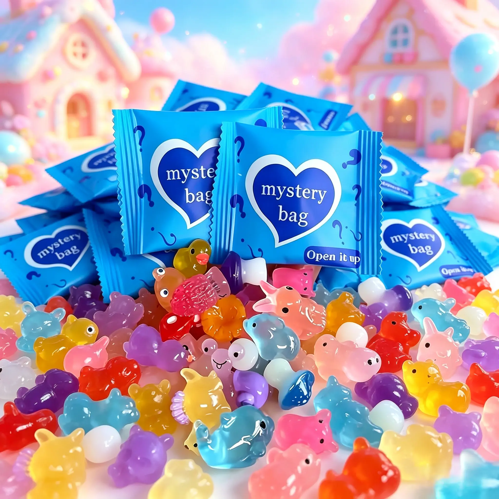 50Pcs Smooth Mini Glow-In-The-Dark Animal Resin Toys - Individually Wrapped Tiny Figurines for DIY Crafts, Party Favors, Girls' Gift (Specialty Garden Decor, Classroom Prizes Supplement)