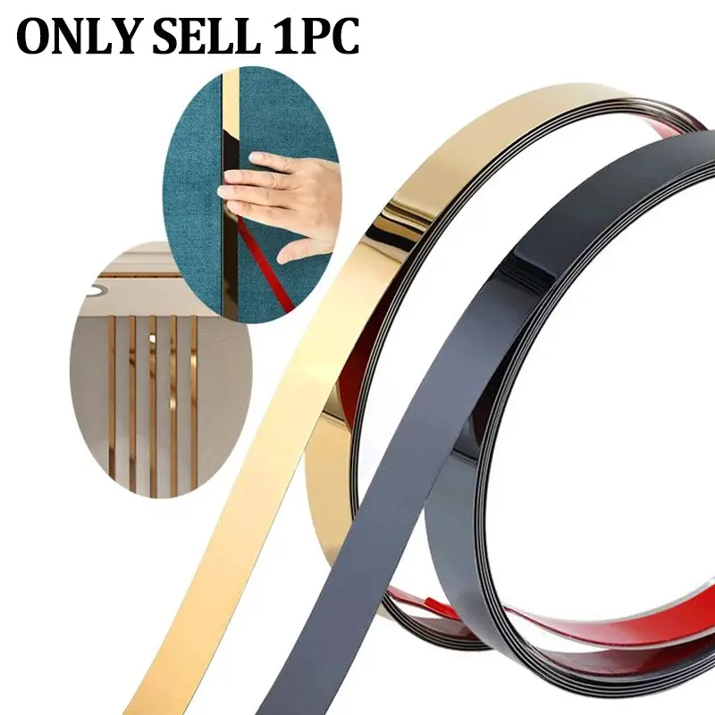 Stainless Steel Decorative Line Strip, Wall Molding, Accent Wall Trim, 1 Count 5 Meters Self-adhesive Flat Decorative Line Strip, Wall Edge Strip for Home Decor Modern Interior Design