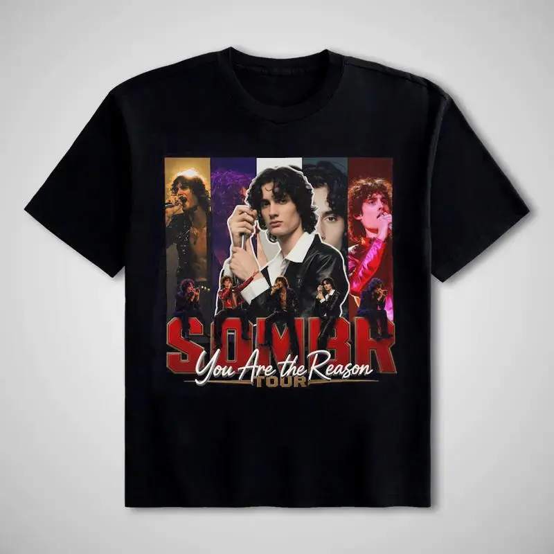 Women's Short-Sleeve Casual Cotton Sombr 2026 Tour Vintage Graphic Print Top, Unisex Indie Alternative Music Fan Gift T-Shirt