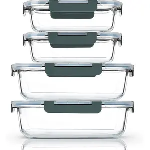 [80 oz & 36 oz  Glass  Storage/Baking Containers Set with , 2 Pack 80 oz(10 cup)&2 Pack 36 oz (4.5 cup) Airtight Glass Container,icrowave,Oven,Freezer and Dishwasher