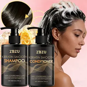 Keratin Smoothing Shampoo and Conditioner Set, Infused with Glycerin and Rosemary Oil for Frizz Control, Deep Moisturizing and Brilliant Shine