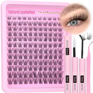 132 Clusters CC Curl False Eyelashes, 8-16mm Mixed Length, Fluffy D Curl, Natural Look, Transparent Band, DIY Eyelash Extensions Kit, False Eyelashes Set
