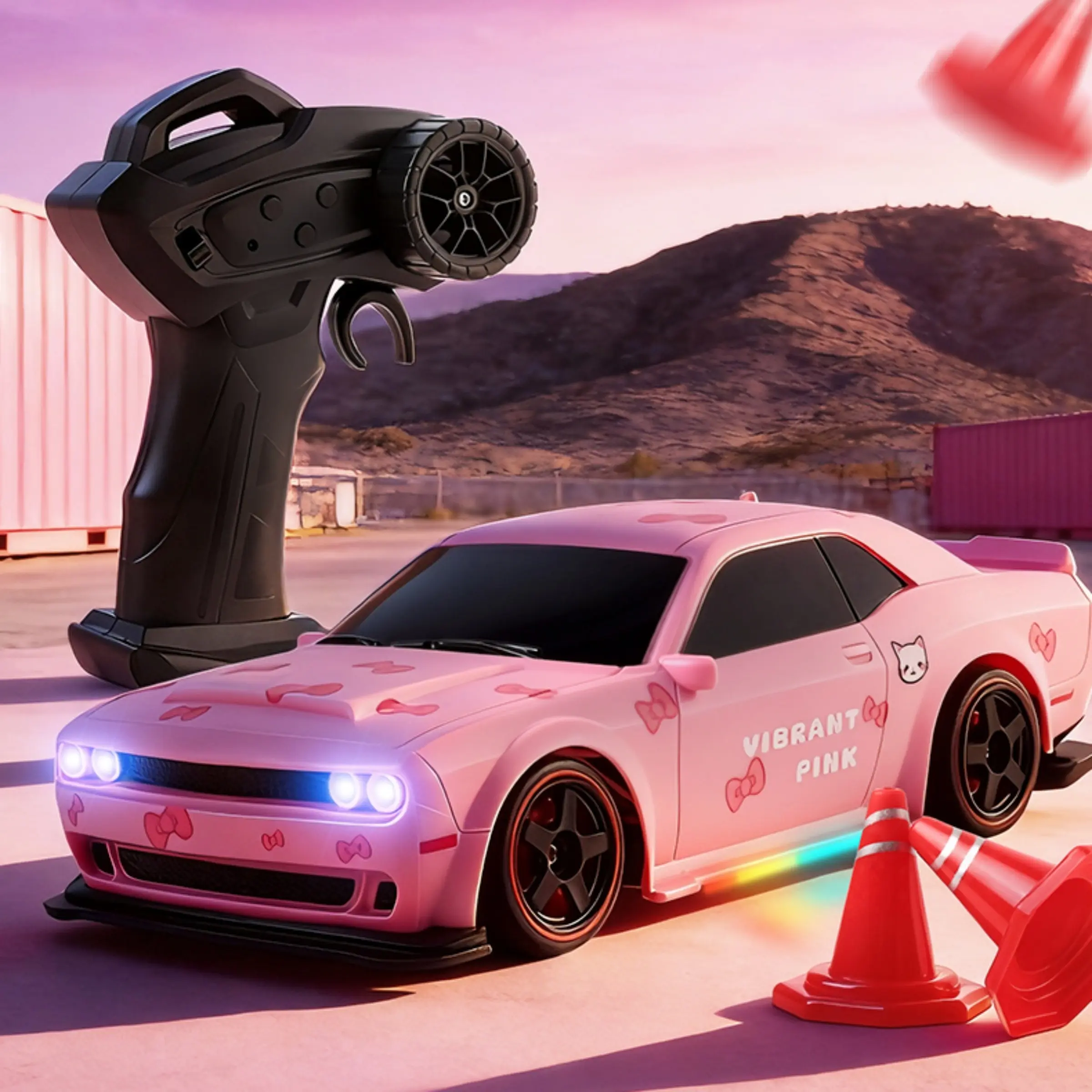 Remote Control Drift Car, 2.4g Controller, Adjustable Front Lights, High-Speed Racing with Drifting Tires, LED Lights, Rc Controlled, Ideal Gift for Kids, Drift Rc Car