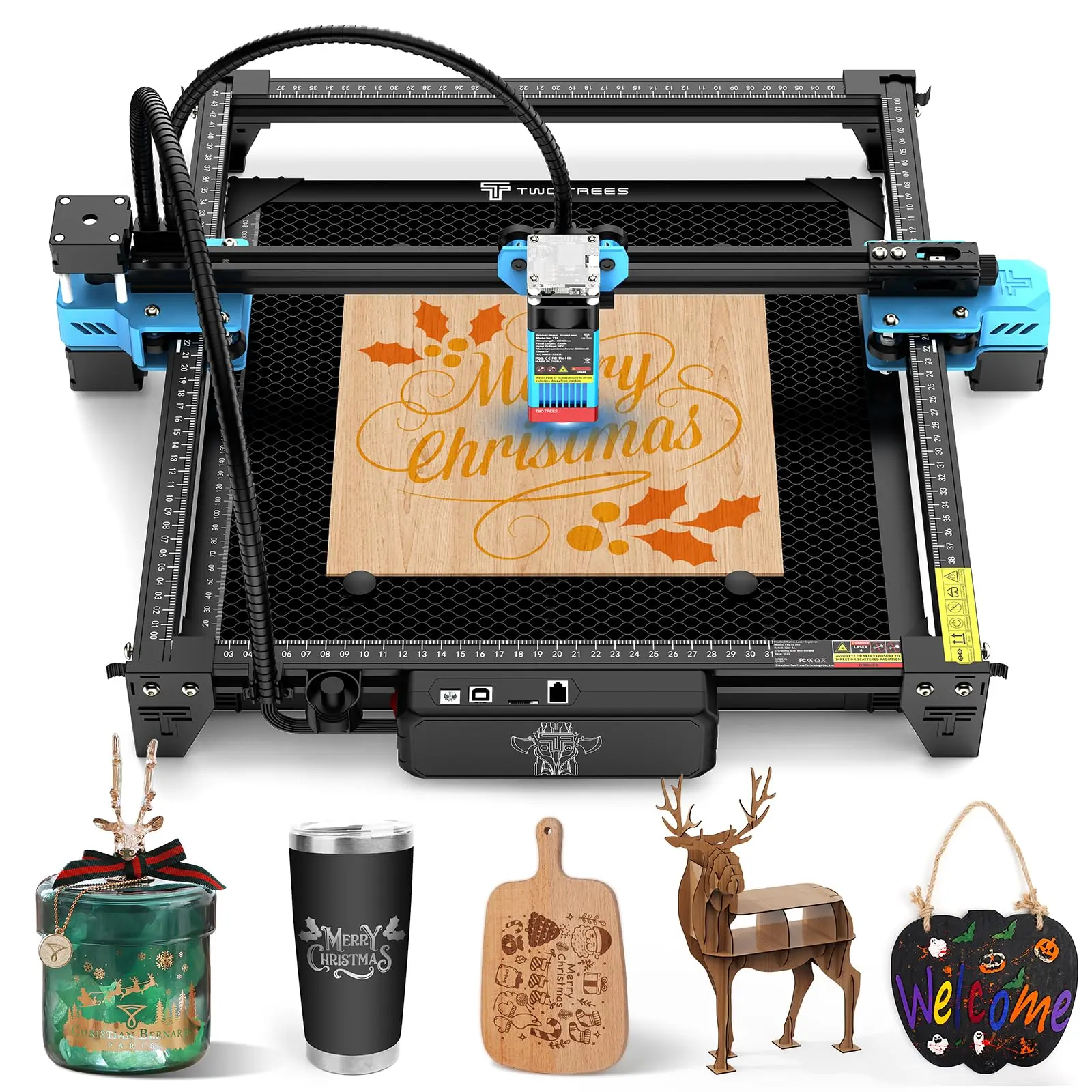 TTS-55 PRO 5.5W Laser Engraver Machine Laser Cutter Laser Cutting Laser Engraving Machine Tool Lazer Engraving Machines 5500mW Laser Power for Wood Metal Aluminum Glass Leather (Upgrade Version)