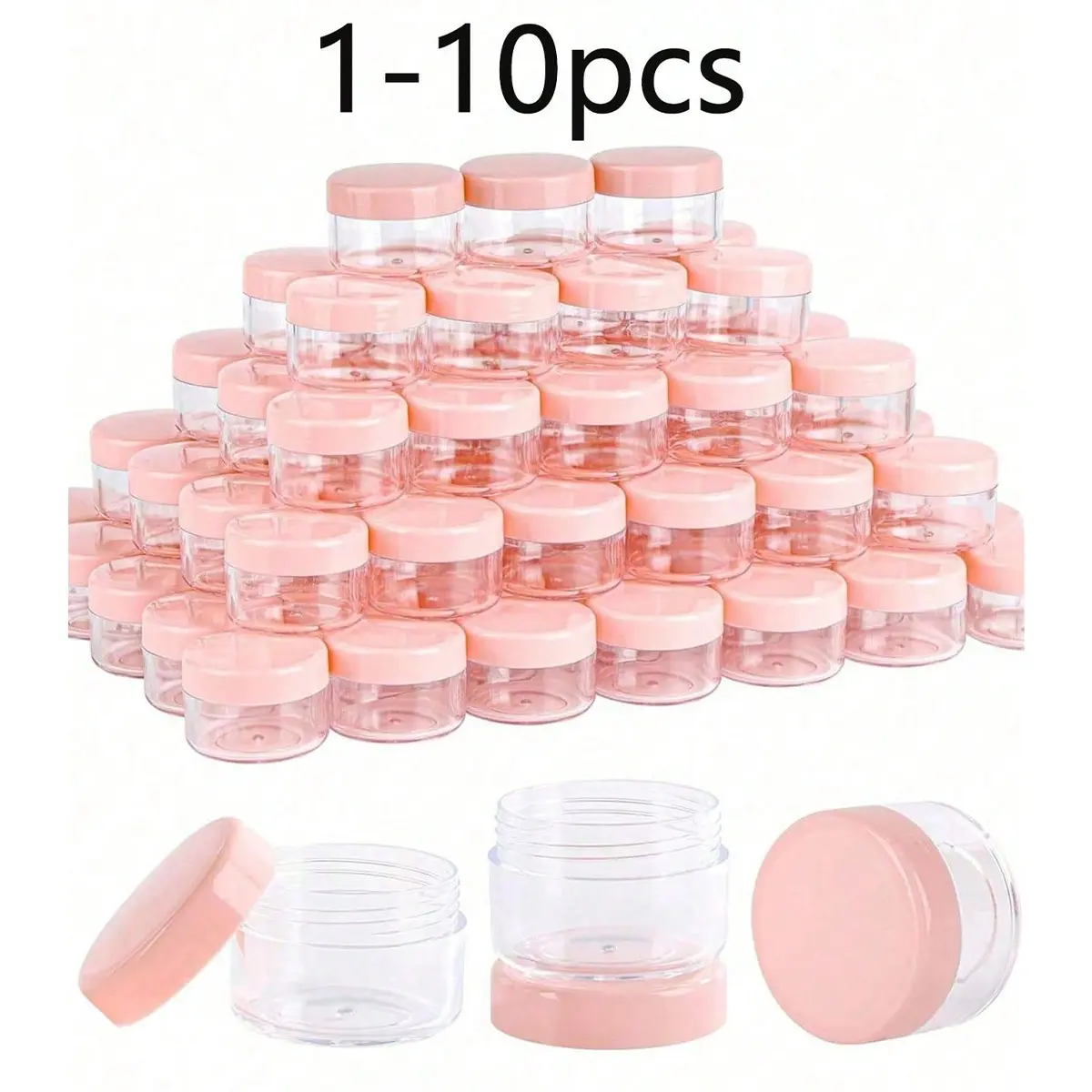Mini Transparent Cream Jars with Clear Lid, Reusable Plastic Cosmetic Containers, Organiser, Organizer Jar, Ideal for Travel, Makeup Samples, Kitchen Lotion With Lids