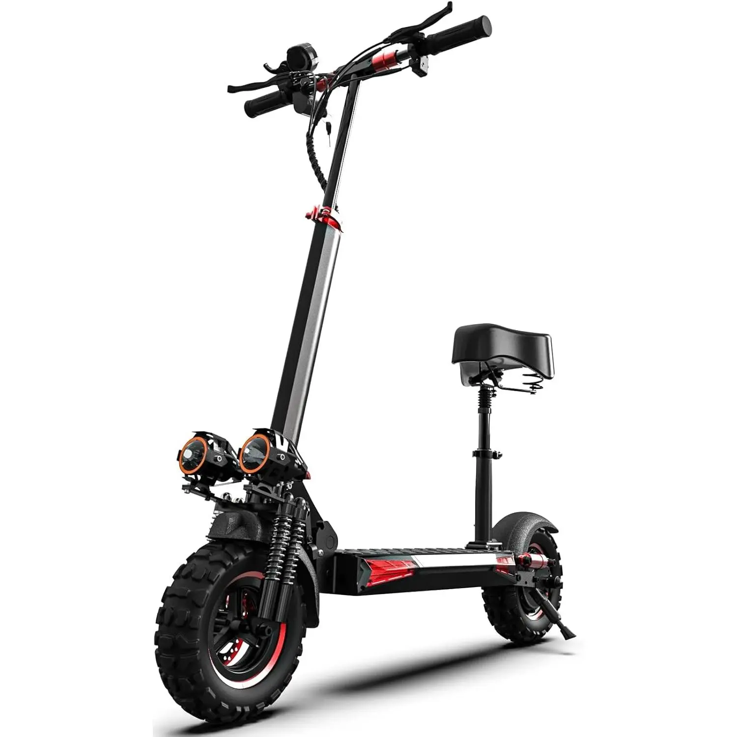 1200W Electric Scooter for Adult, 48V 18AH Folding E-Scooter Up to 34Mph & 37Miles Range,11" Off Road Tire Kick Scooters with Detachable Seat &Double Suspension for Commuter Outdoor