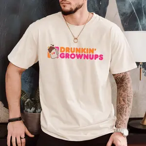 Drunkin Grownups Shirt, Viral Funny Adult Drinking T Shirt, Funny Parody Dunkin Tee, Dg Beer Graphic Top, Drunkin Grownups T Shirt , Unisex Short Sleeve Tee, Crew Neck Graphic T-Shirt