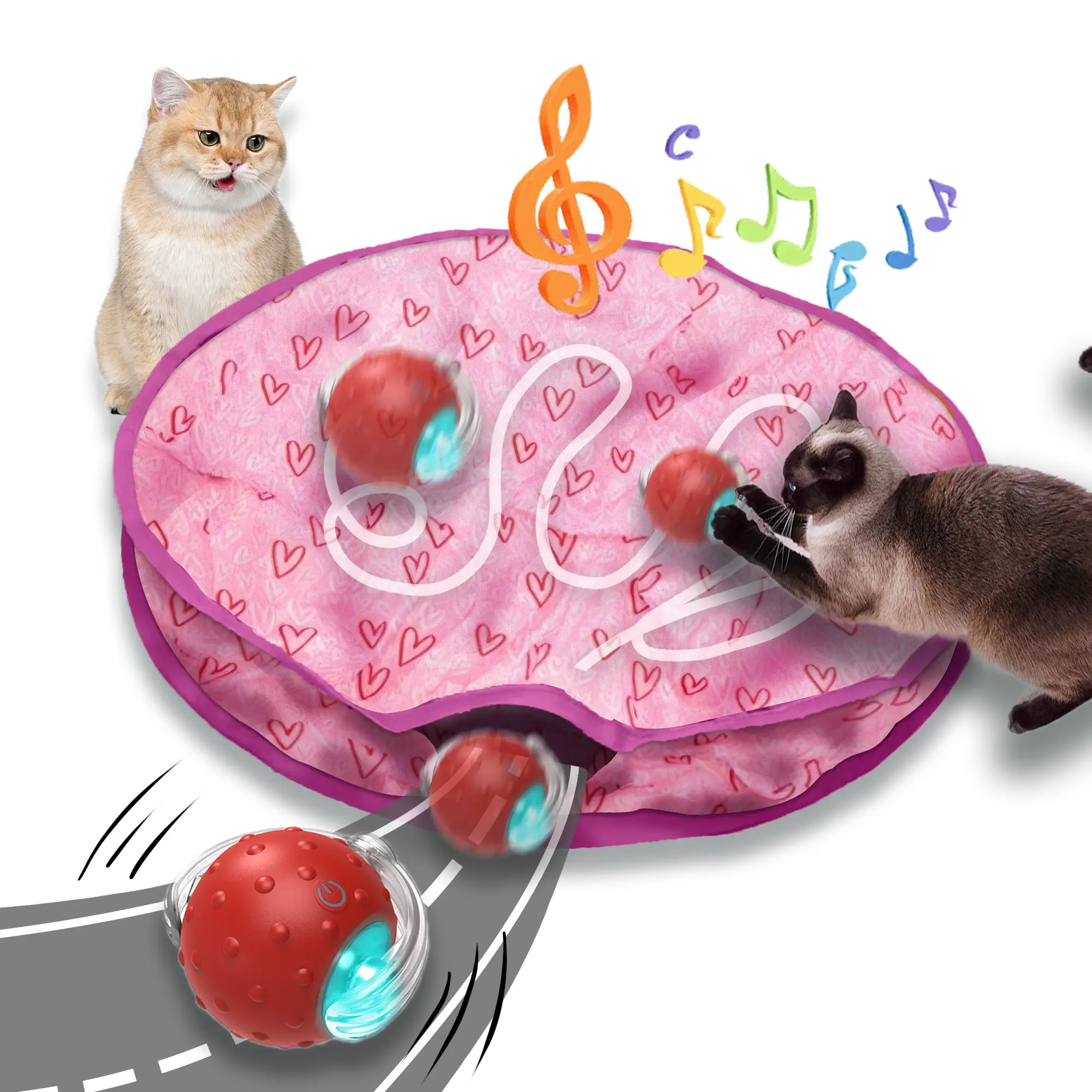 【2024 new cat toy】Interactive Cat Ball Fast Rolling in Pouch,smartcat , Motion Activate Chirping Cat Hide and Seek Catching Game (Pink) smartcat mo