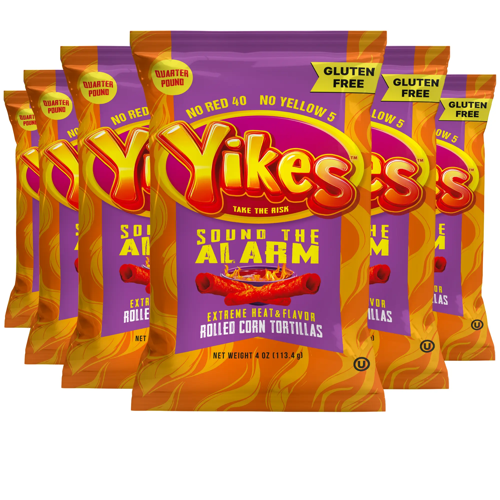 Yikes Sound The Alarm Extra Hot Spicy Potato Chips 4oz Bags (Pack of 6)