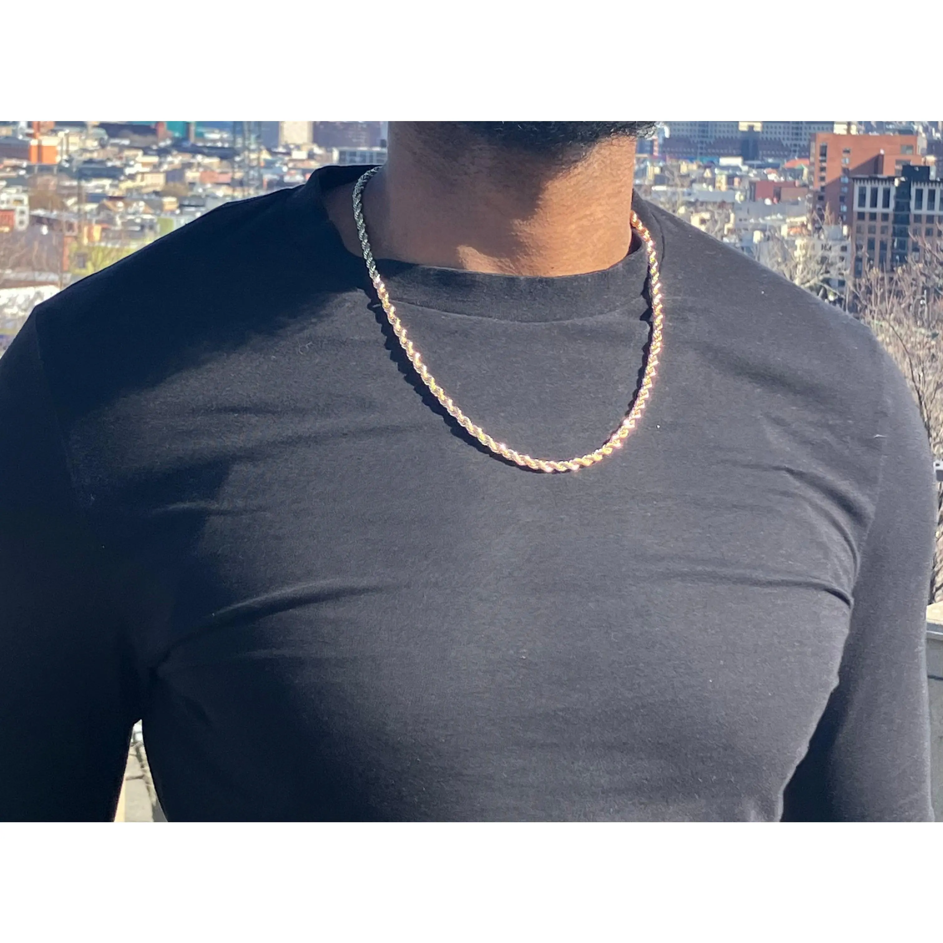 Rope Chain Necklace in Yellow Gold 24” 6mm