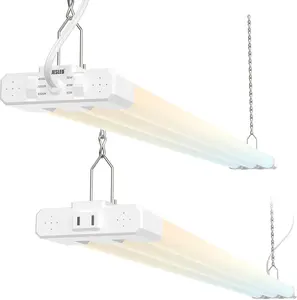 ETL 4FT LED 2P Shop Lights, 4000K/5000K/6500K Selectable, 30W/40W/50W Adjustable, 5400-7500LM, Commercial Linkable Utility LED Light for Garage, Plug and Play, Ceiling & Suspension Mount