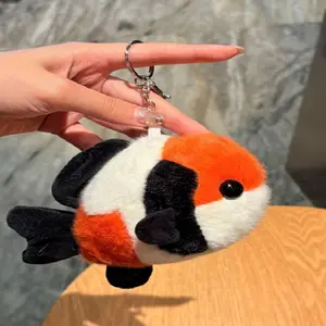 Cute Plush Koi Fish Keychain, Lucky Carp Gift for Best Friend, Adorable Couple Hanging Ornament, Backpack Decoration, Small Pendant, Key Charms