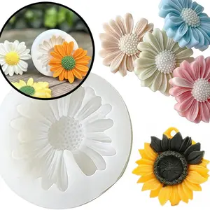 3D Flower Shaped Silicone Mold, 1/2 Counts DIY Candle Mold, Plaster Resin Craft DIY Mould, Candle Decoration Making Tool, Aroma Soap Mould