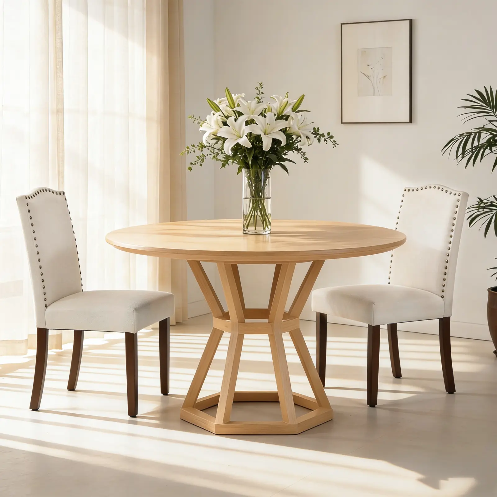 Upholstered Nailhead Dining Chairs Set | Farmhouse High Back Kitchen Chairs 2 Pack