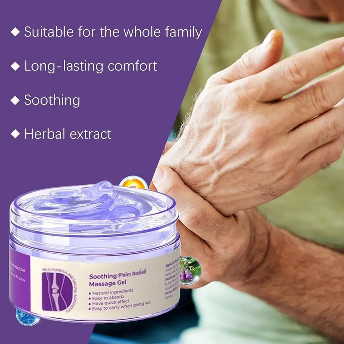 Ximonth Soothing Pain Relief Massage Gel Natural Plant Extracts Non-Greasy Fast-Absorbing Joint Discomfort Relief 100g  Auxiliary pain relief, non-pharmaceutical product. Results vary from person to person.