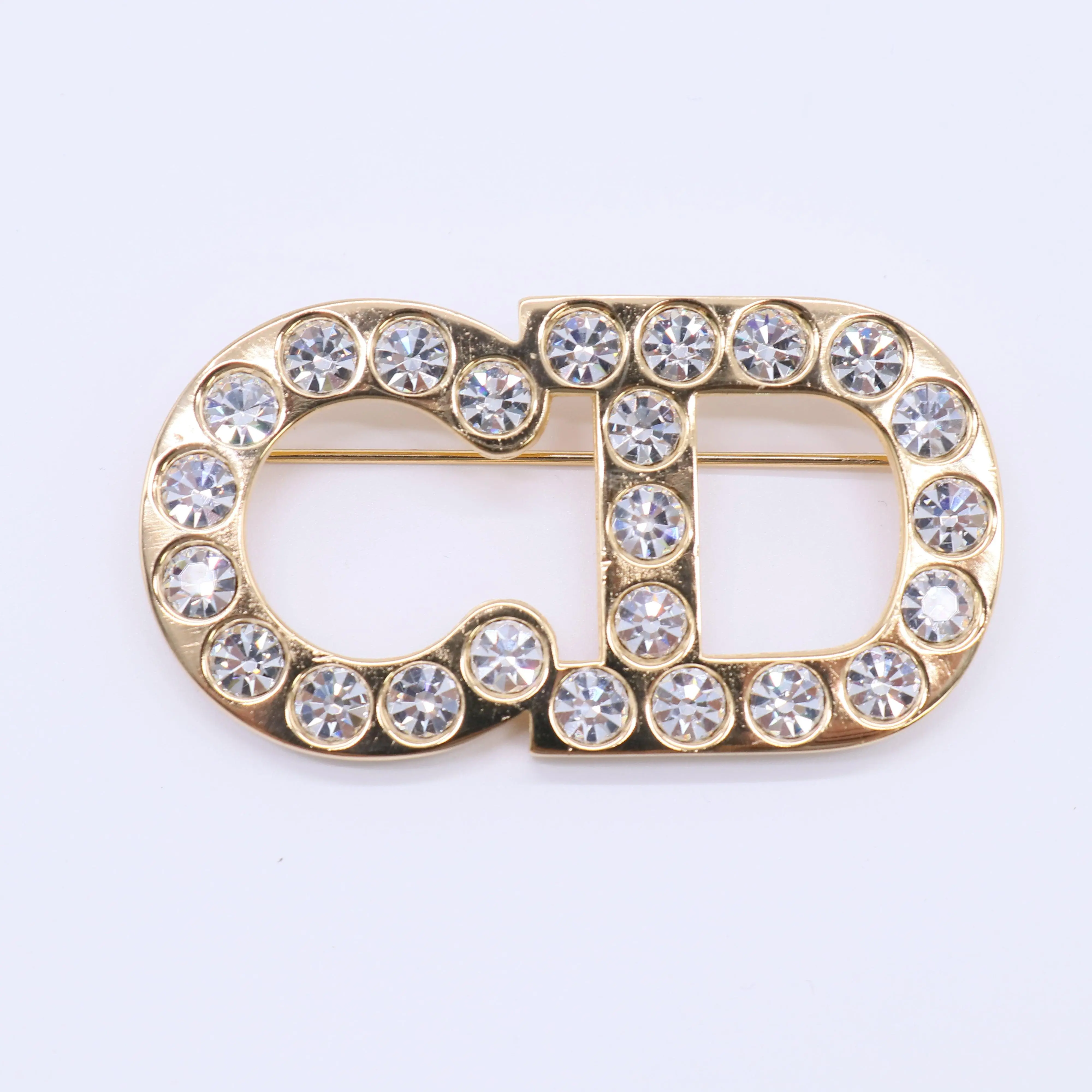 Pre-owned Christian Dior Vintage Crystal CD Brooch W21533