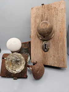 Antique Vintage Door Knobs - Authentic Brass & Glass Handles for Retro Decor