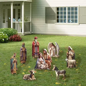 Easter Nativity Scene Yard Signs with Stakes, Holy Family Outdoor Nativity Set for Lawn Garden Decor, Christian Yard Sign for Easter Decorations