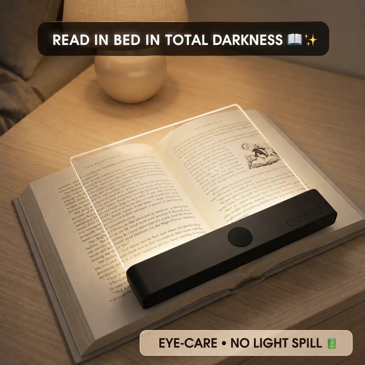 Rechargeable Smart LED Bedroom Book Light - Flat Panel, Timer, Dimmable Bed Reading Lamp, Bedroom Decor Lamp, LED Lights, Indoor Use, Full-Page Glow Reduces Eye Strain, Bookish Gift for Readers