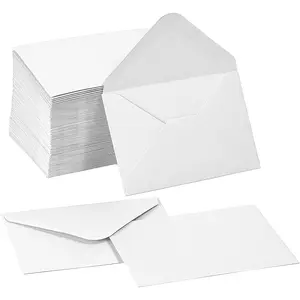 100 Pack 4 x 2.75" Mini Gift Card Envelopes 120GSM Small Paper Bulk Gift Card Sleeves Tiny Greeting Card Envelope Pockets for Invitation White